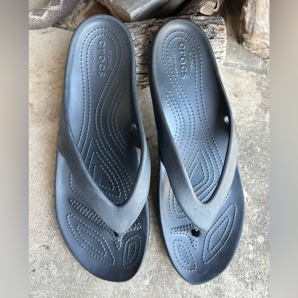 Crocs Iconic Comfort Black Slide flip flop Sandals Sz-W11. M